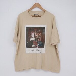 Cheech & Chong T-Shirt Mens 1X Graphic Polaroid Print Tan Short Sleeve Good
